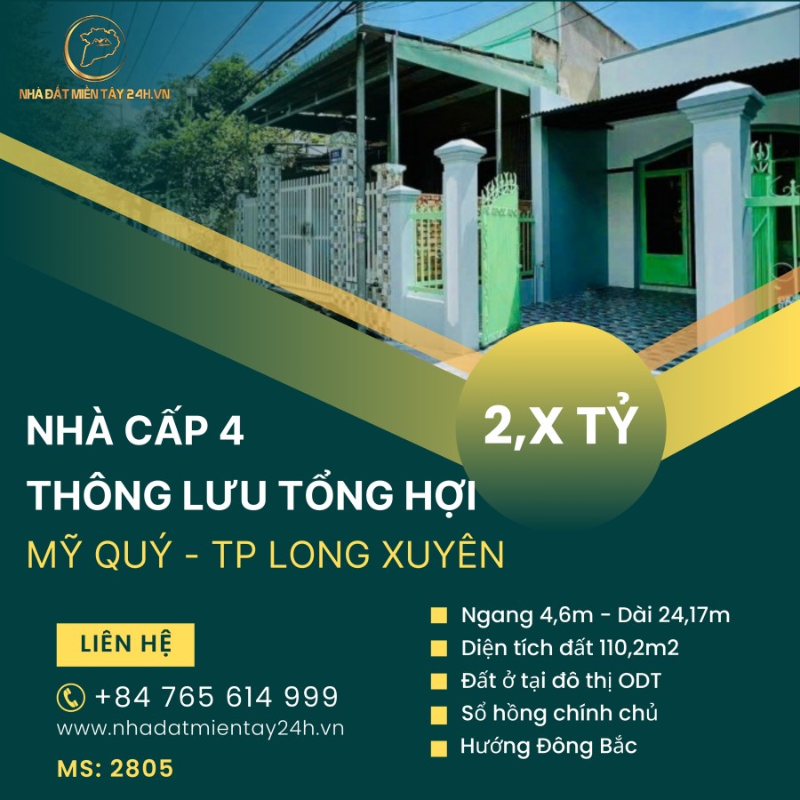 💥 BÁN NHÀ CẤP 4 – ĐẸP, RỘNG, TIỆN NGHI TẠI BÌNH KHÁNH, LONG XUYÊN (MS: 2805) 💥